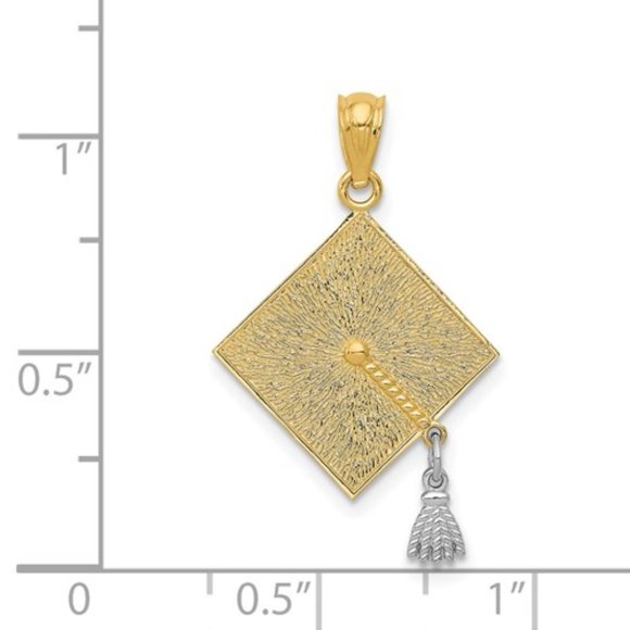 14k Two-tone Gold Graduation Cap Pendant - Picture 2 of 4